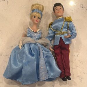 Disney Princess Cinderella Prince Charming porcelain dolls by Brass Key Keepsake
